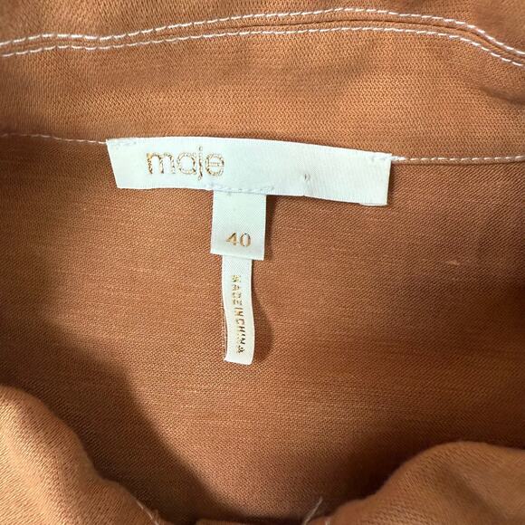 Maje Paris Women's V-Neck Romper Jumper Brown Collared Belted Size EU 40/US L - Picture 7 of 10